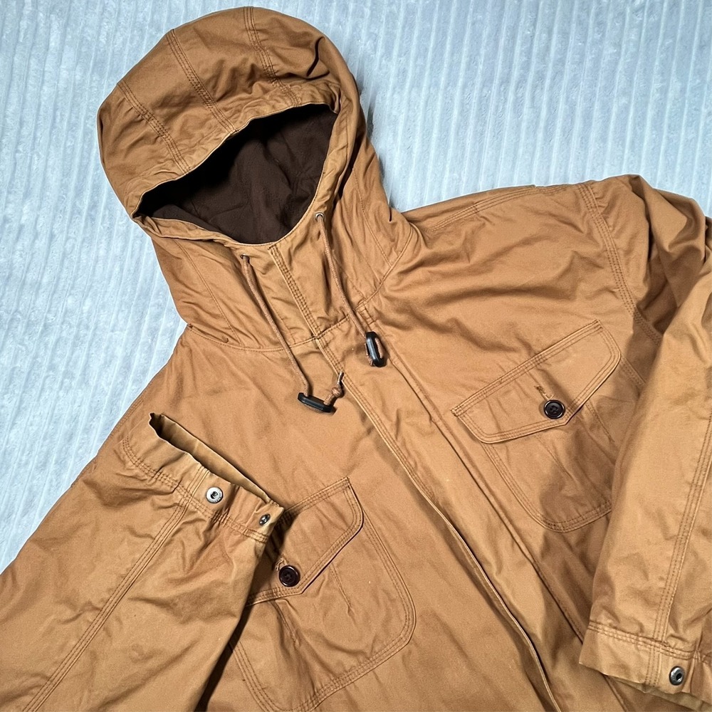 J Crew Oarsman Hooded Canvas Barn Core Coat Jacket Men's M Full Zip *Flaws
